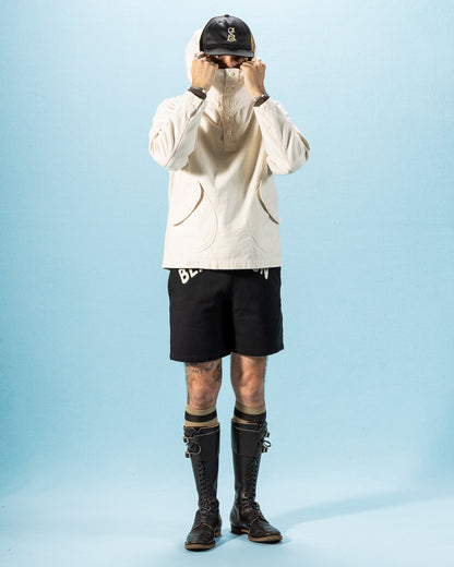 Black Sign Military Back Satin Hooded Deck Shirt - Sand White - Standard & Strange