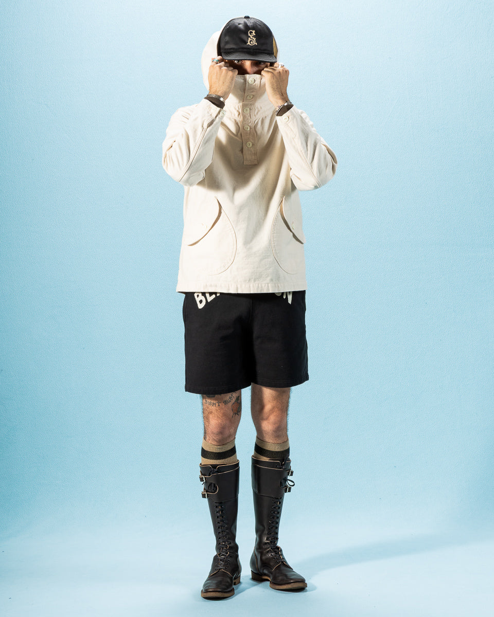 Black Sign Military Back Satin Hooded Deck Shirt - Sand White - Standard & Strange