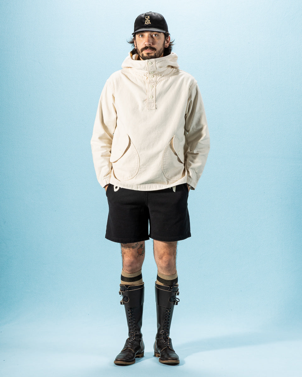 Black Sign Military Back Satin Hooded Deck Shirt - Sand White - Standard & Strange