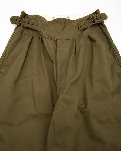Black Sign Military Herringbone Wide Gurkha Pants - Soldier Green - Standard & Strange