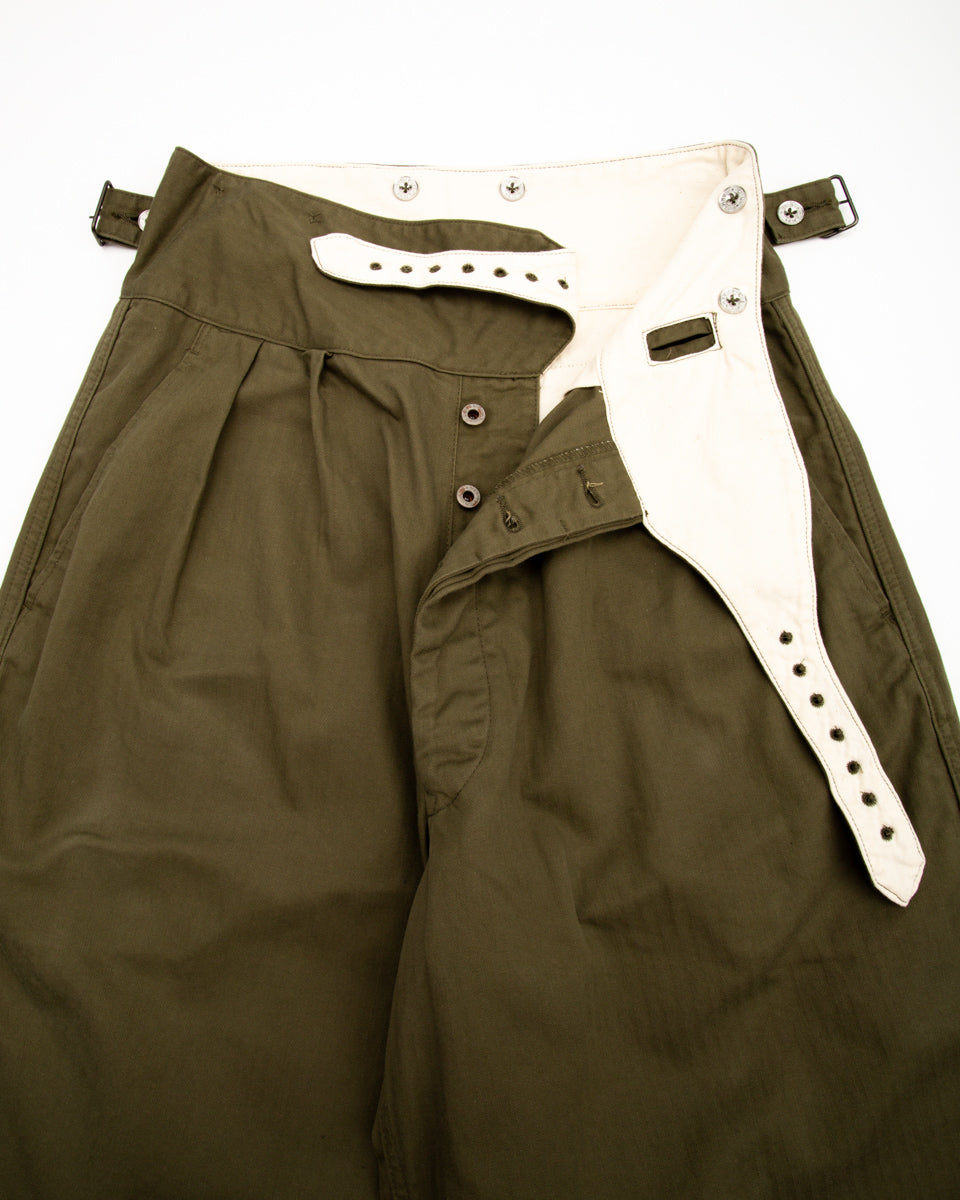 Black Sign Military Herringbone Wide Gurkha Pants - Soldier Green - Standard & Strange