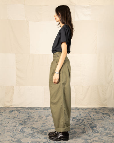 Black Sign Military Herringbone Wide Gurkha Pants - Soldier Green - Standard & Strange