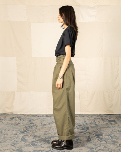Black Sign Military Herringbone Wide Gurkha Pants - Soldier Green - Standard & Strange