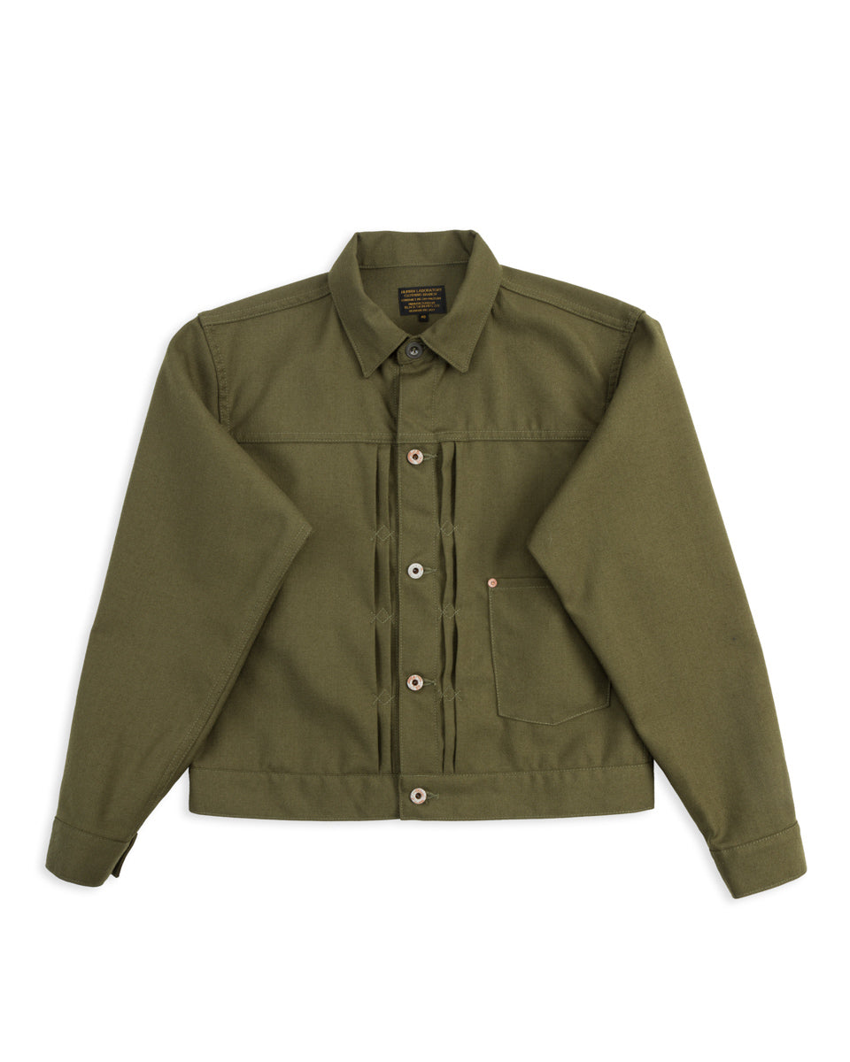 Black Sign Military Twill Pleats Jacket - Soldier Green - Standard & Strange