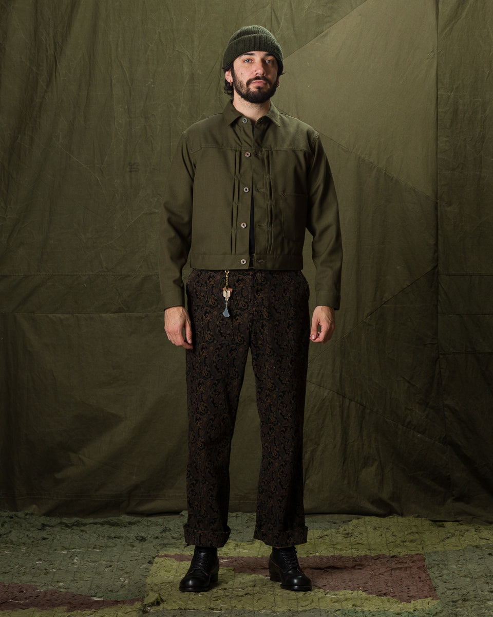 Black Sign Military Twill Pleats Jacket - Soldier Green - Standard & Strange