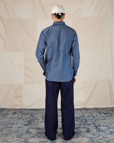 Black Sign Open Pocket Working Chambray Shirt - Light Blue - Standard & Strange