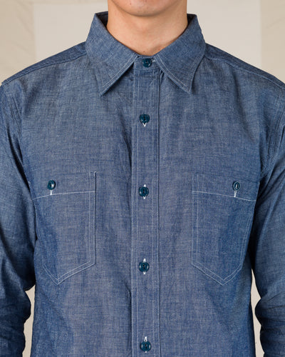 Black Sign Open Pocket Working Chambray Shirt - Light Blue - Standard & Strange