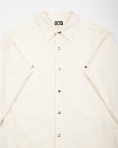 Black Sign Persian Pattern Jacquard Open Pocket Work Shirt - Salt White - Standard & Strange