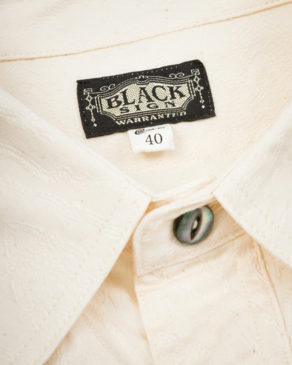 Black Sign Persian Pattern Jacquard Open Pocket Work Shirt - Salt White - Standard & Strange