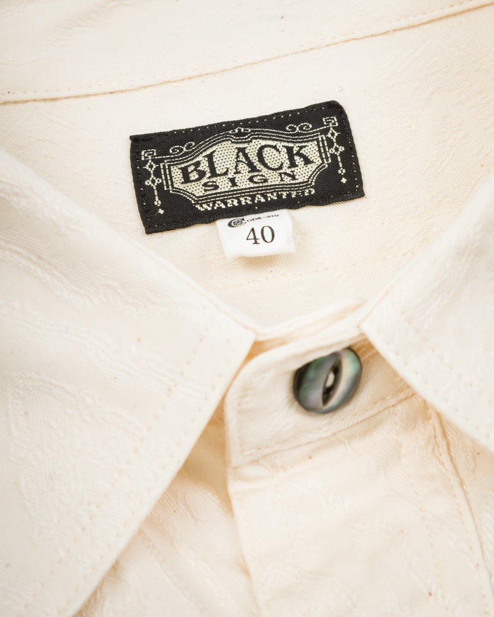 Black Sign Persian Pattern Jacquard Open Pocket Work Shirt - Salt White - Standard & Strange