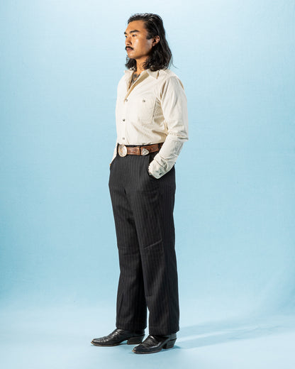 Black Sign Persian Pattern Jacquard Open Pocket Work Shirt - Salt White - Standard & Strange