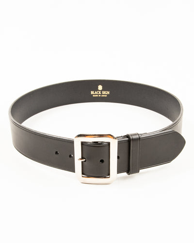 Black Sign Plain Belt with 1950s NOS Buckle - Black - Standard & Strange