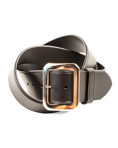 Black Sign Plain Belt with 1950s NOS Buckle - Black - Standard & Strange