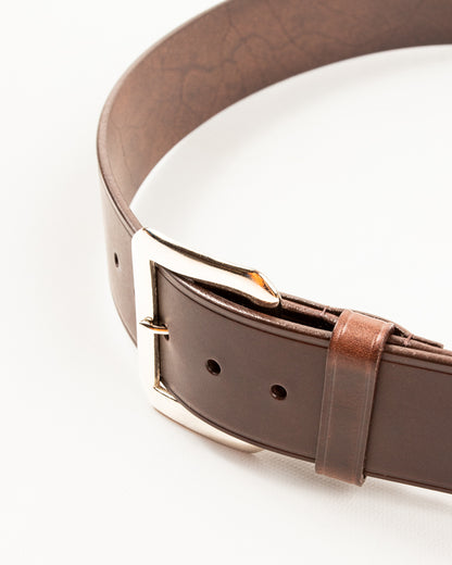 Black Sign Plain Belt with 1950s NOS Buckle - Dark Brown - Standard & Strange