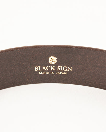 Black Sign Plain Belt with 1950s NOS Buckle - Dark Brown - Standard & Strange