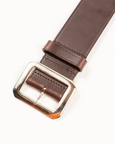 Black Sign Plain Belt with 1950s NOS Buckle - Dark Brown - Standard & Strange