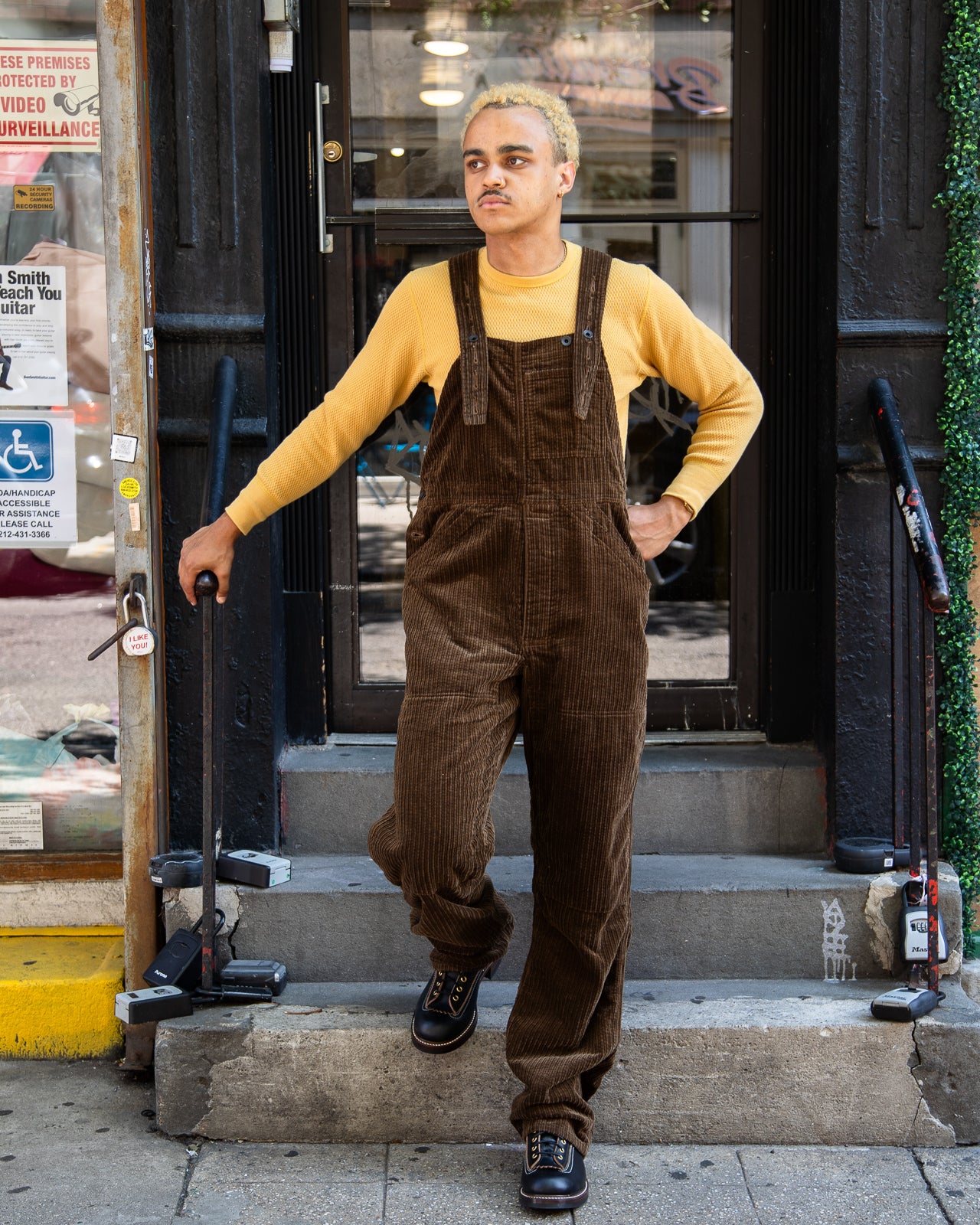 Black Sign Random Cord Delta Apron Over-Alls - Fade Brown - Standard & Strange