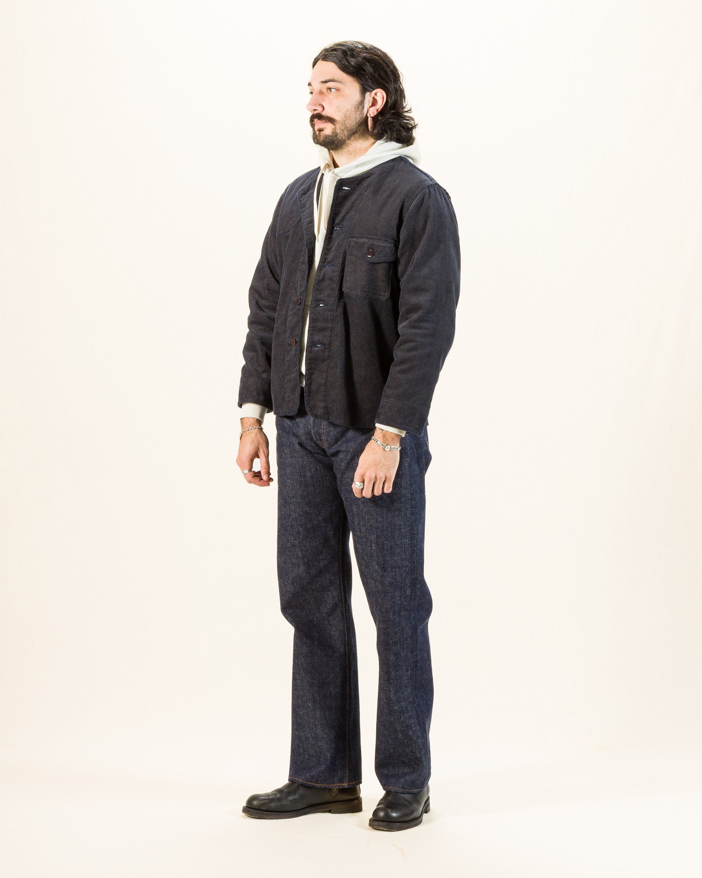 Black Sign Ripple Cord Aim Jacket - Deep Sea Navy - Standard & Strange
