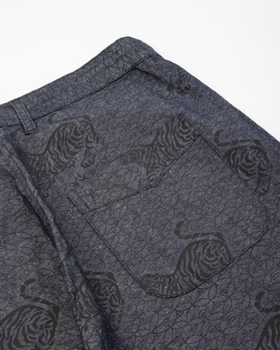 Black Sign Tiger & Crescent Moon Adjustable Waist Trousers - Deep Indigo - Standard & Strange