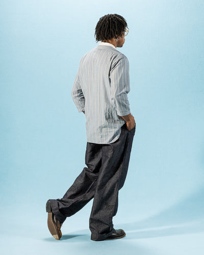 Black Sign Tiger & Crescent Moon Adjustable Waist Trousers - Deep Indigo - Standard & Strange