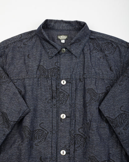 Black Sign "Tiger and Crescent Moon" Pleats Jacket - Deep Indigo - Standard & Strange
