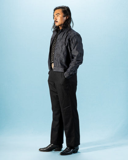 Black Sign "Tiger and Crescent Moon" Pleats Jacket - Deep Indigo - Standard & Strange