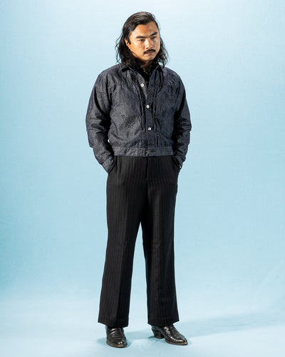 Black Sign "Tiger and Crescent Moon" Pleats Jacket - Deep Indigo - Standard & Strange