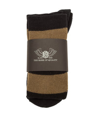 Black Sign Wide Border BS Fit Boot Socks - Midnight Black x Hide Green - Standard & Strange