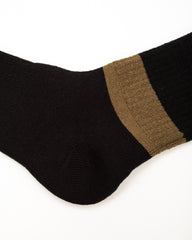 Black Sign Wide Border BS Fit Boot Socks - Midnight Black x Hide Green - Standard & Strange