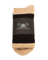 Black Sign Wide Border BS Fit Boot Socks - Midnight Black x Mud Beige - Standard & Strange