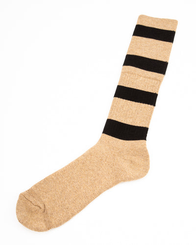 Black Sign Wide Border BS Fit Boot Socks - Midnight Black x Mud Beige - Standard & Strange