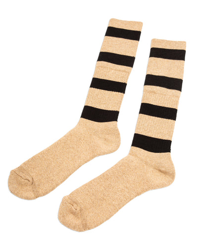 Black Sign Wide Border BS Fit Boot Socks - Midnight Black x Mud Beige - Standard & Strange