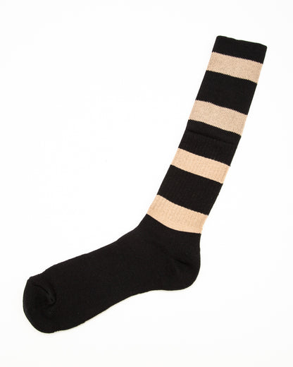 Black Sign Wide Border BS Fit Boot Socks - Midnight Black x Sand Beige - Standard & Strange