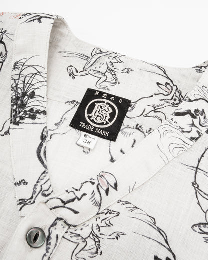 Black Sign “Playing Animal” Full Open Surgeon Shirt - Ivory - Standard & Strange