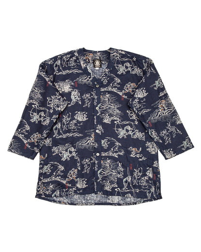 Black Sign “Playing Animal” Full Open Surgeon Shirt - Moonlight Blue - Standard & Strange