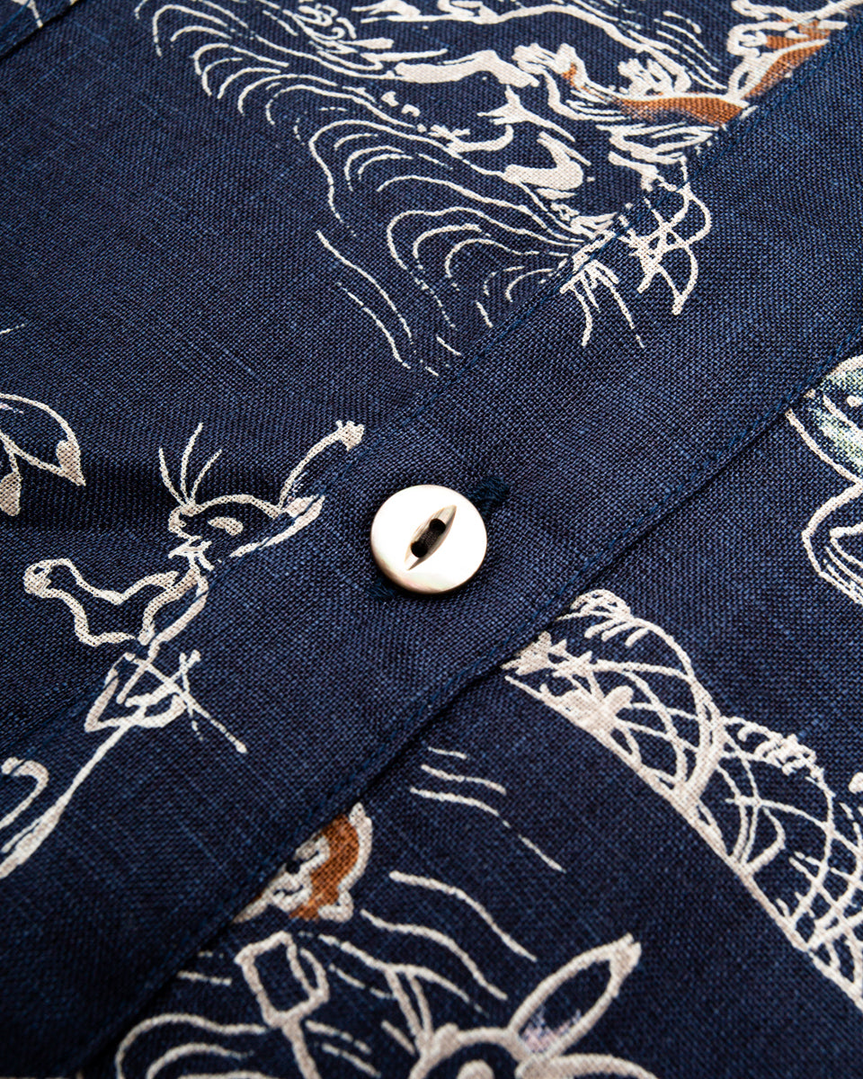 Black Sign “Playing Animal” Full Open Surgeon Shirt - Moonlight Blue - Standard & Strange