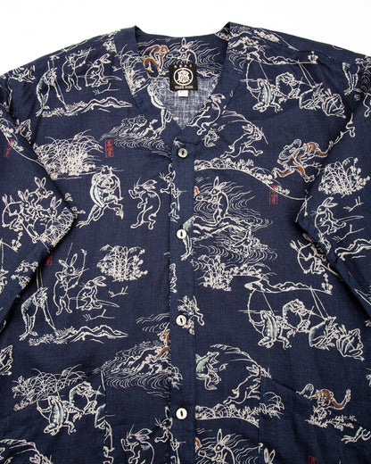 Black Sign “Playing Animal” Full Open Surgeon Shirt - Moonlight Blue - Standard & Strange