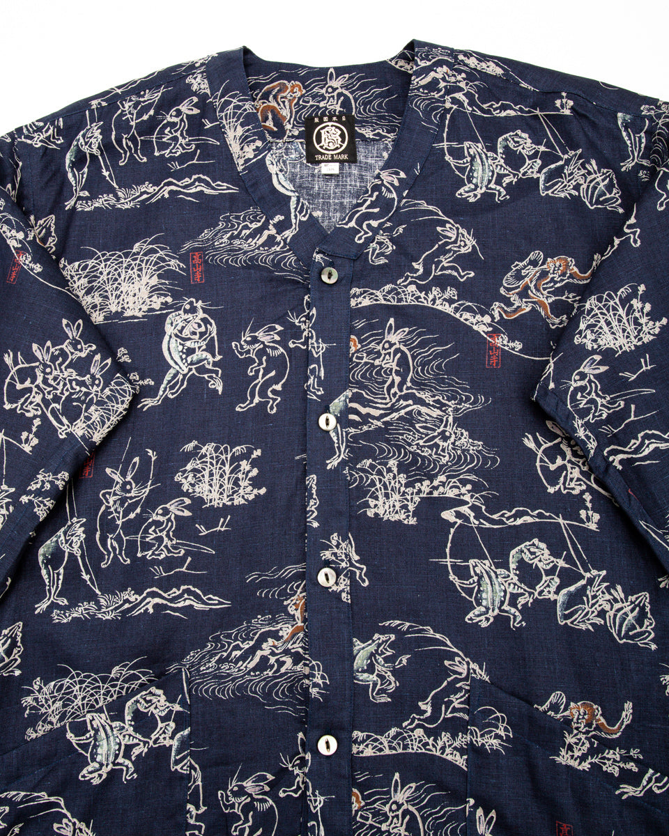 Black Sign “Playing Animal” Full Open Surgeon Shirt - Moonlight Blue - Standard & Strange