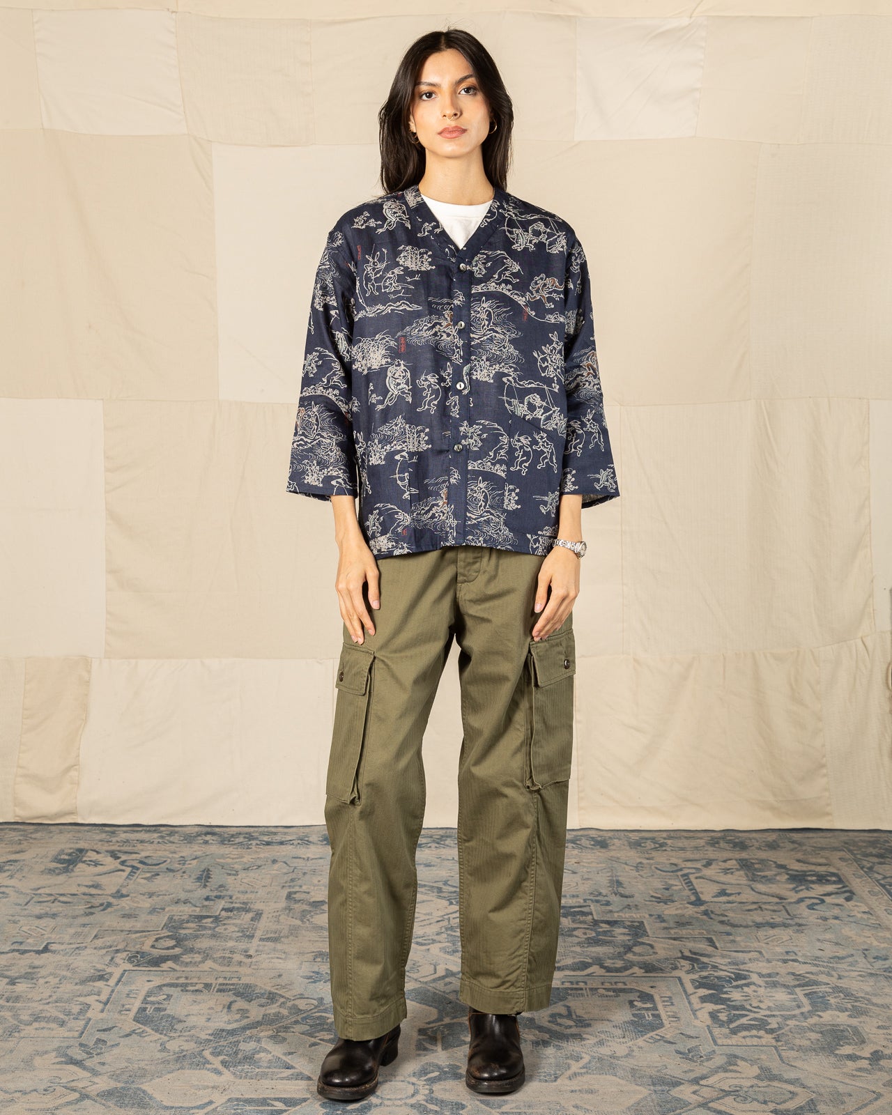 Black Sign “Playing Animal” Full Open Surgeon Shirt - Moonlight Blue - Standard & Strange