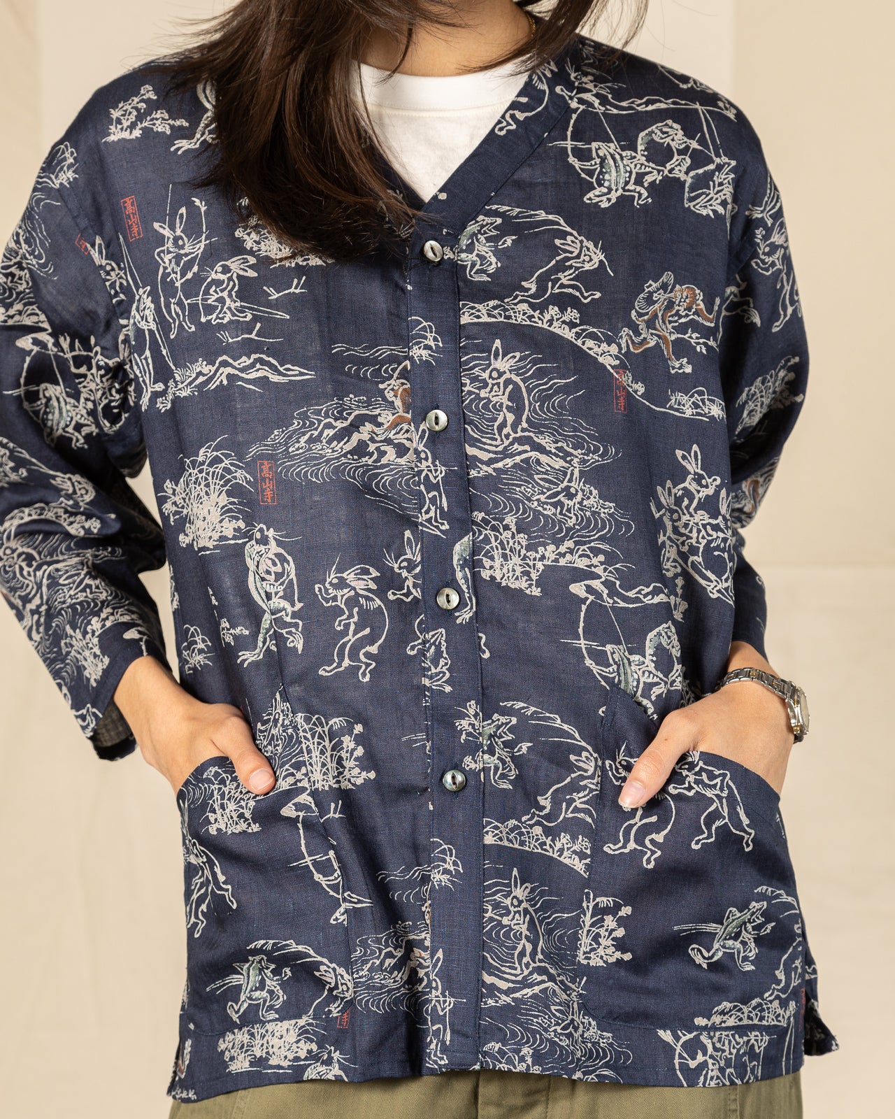 Black Sign “Playing Animal” Full Open Surgeon Shirt - Moonlight Blue - Standard & Strange