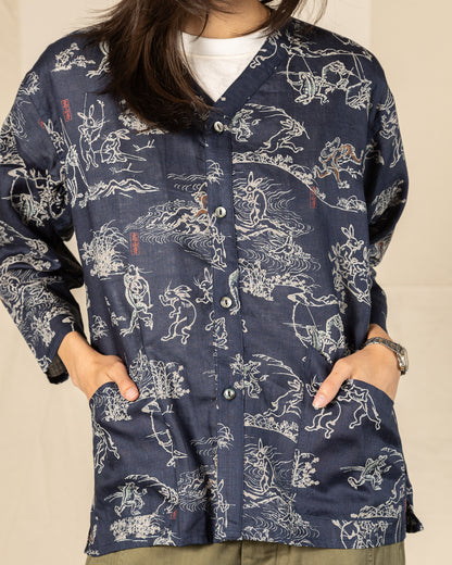 Black Sign “Playing Animal” Full Open Surgeon Shirt - Moonlight Blue - Standard & Strange