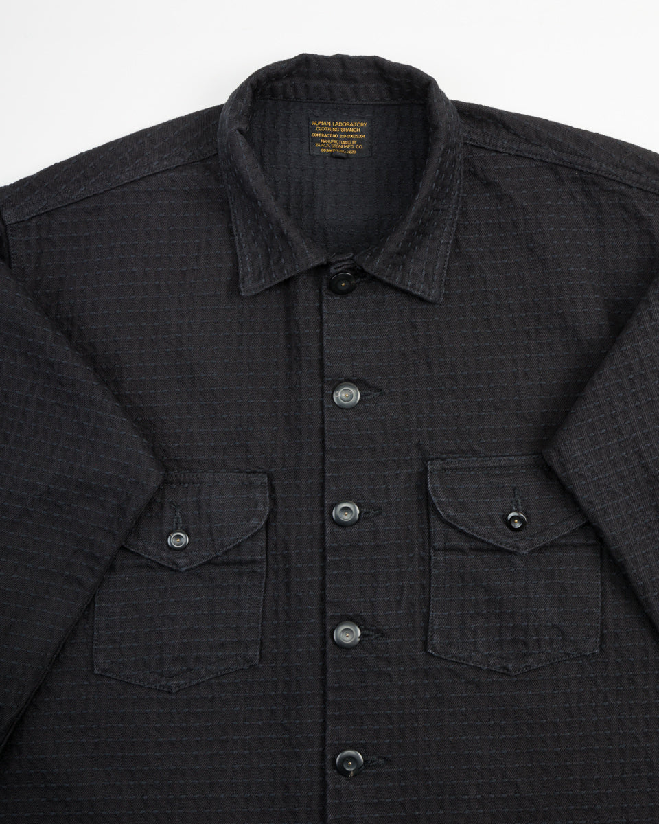 Black Sign "Sashiko" 15.5oz Black Denim Shirt - Midnight Black - Standard & Strange