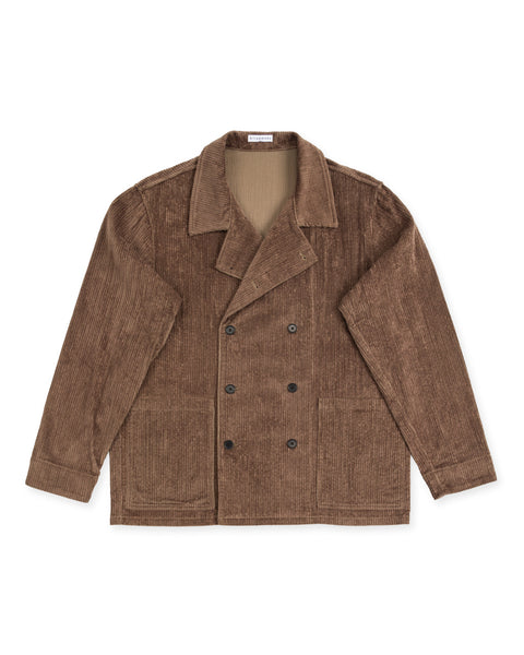 Blluemade Double Breasted Coat - Smoke Italian Cotton Corduroy - Standard & Strange