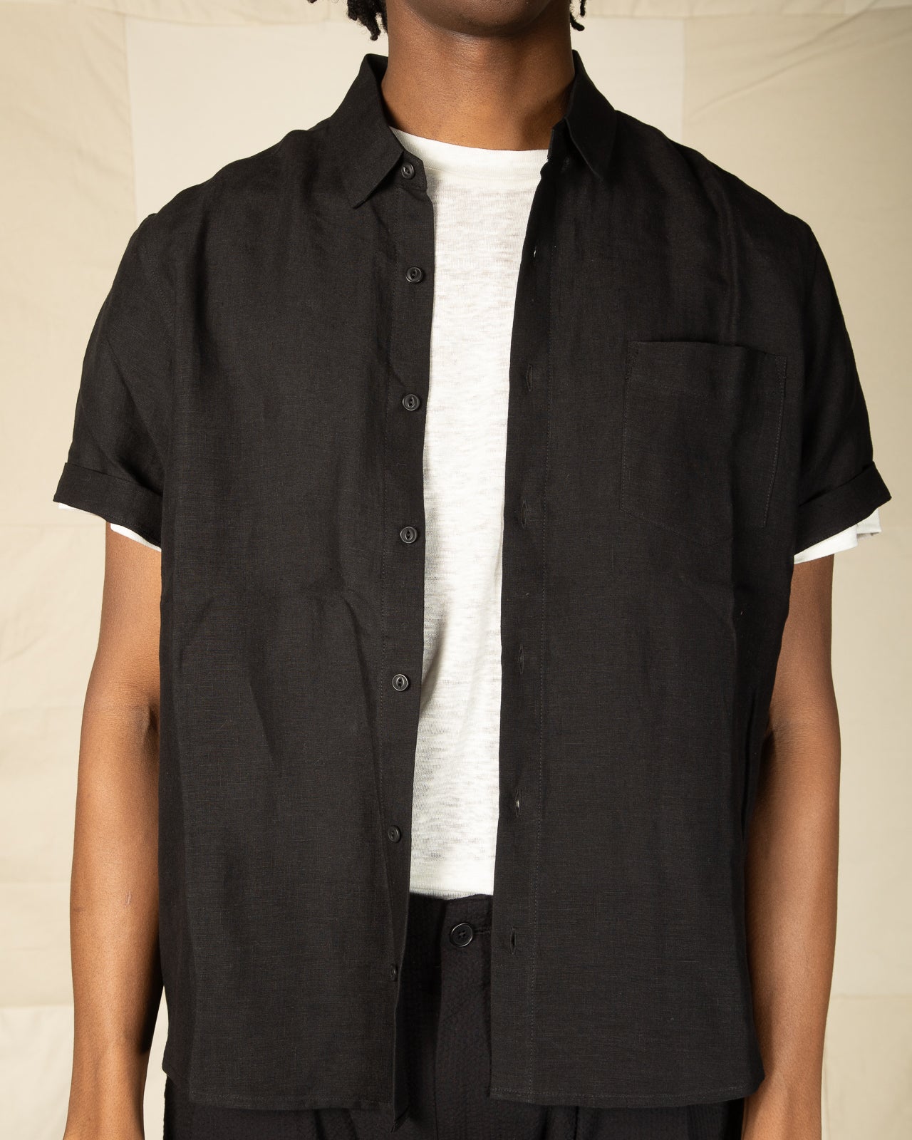 Blluemade Short Sleeve Shirt - Lightweight Black Belgian Linen - Standard & Strange