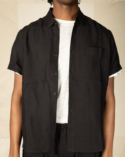 Blluemade Short Sleeve Shirt - Lightweight Black Belgian Linen - Standard & Strange