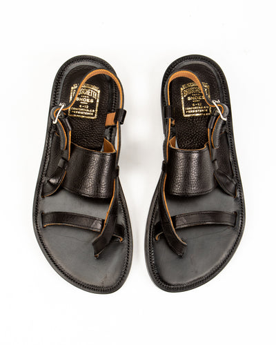 Bruschetta Shoes Malheur Sandal - Black Vachetta Leather - Standard & Strange