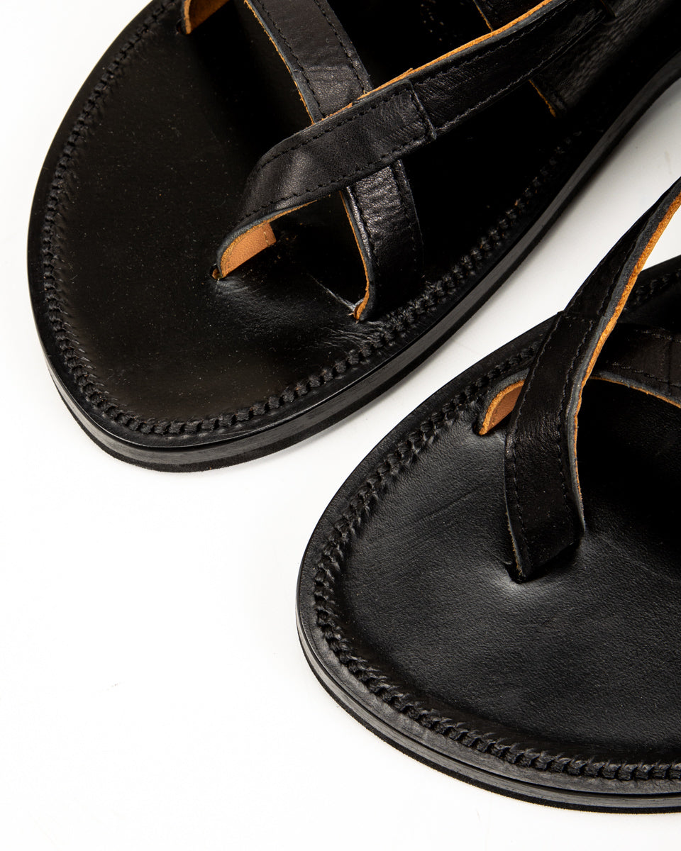 Bruschetta Shoes Malheur Sandal - Black Vachetta Leather - Standard & Strange