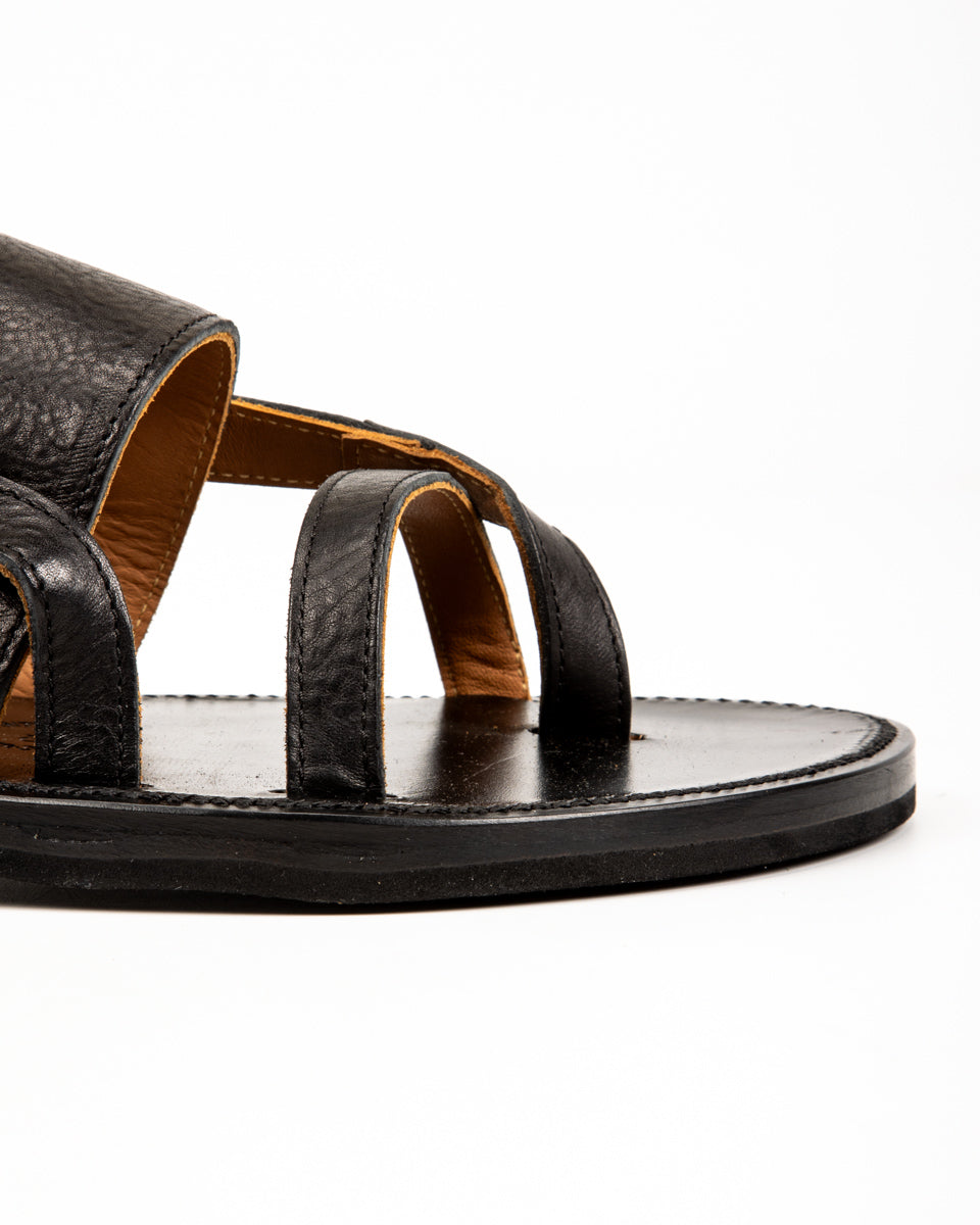 Bruschetta Shoes Malheur Sandal - Black Vachetta Leather - Standard & Strange