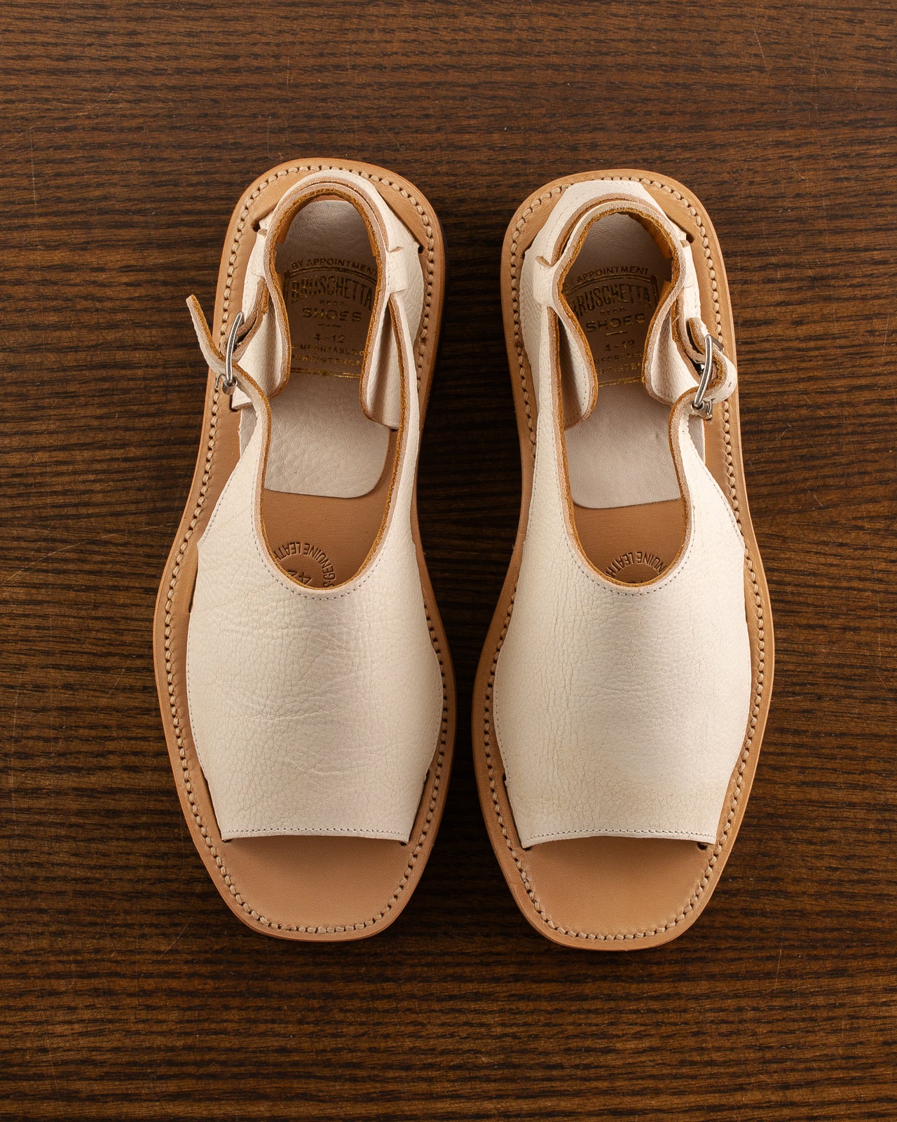 Bruschetta Shoes Toluca Sandal - White Vachetta Leather - Standard & Strange