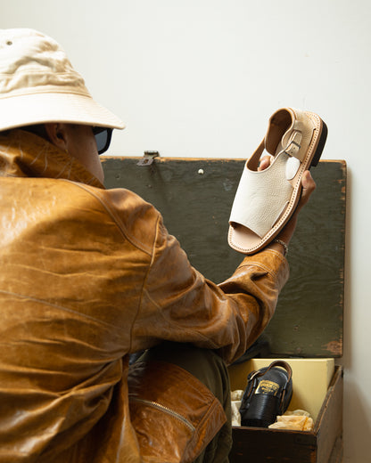 Bruschetta Shoes Toluca Sandal - White Vachetta Leather - Standard & Strange